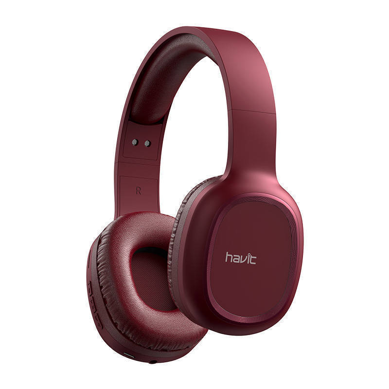 Havit H2590BT Pro Ασύρματα / Ενσύρματα Over Ear Ακουστικά με Ραδιόφωνο με 4 ώρες Λειτουργίας και Quick Charge Μπορντό - Image 5