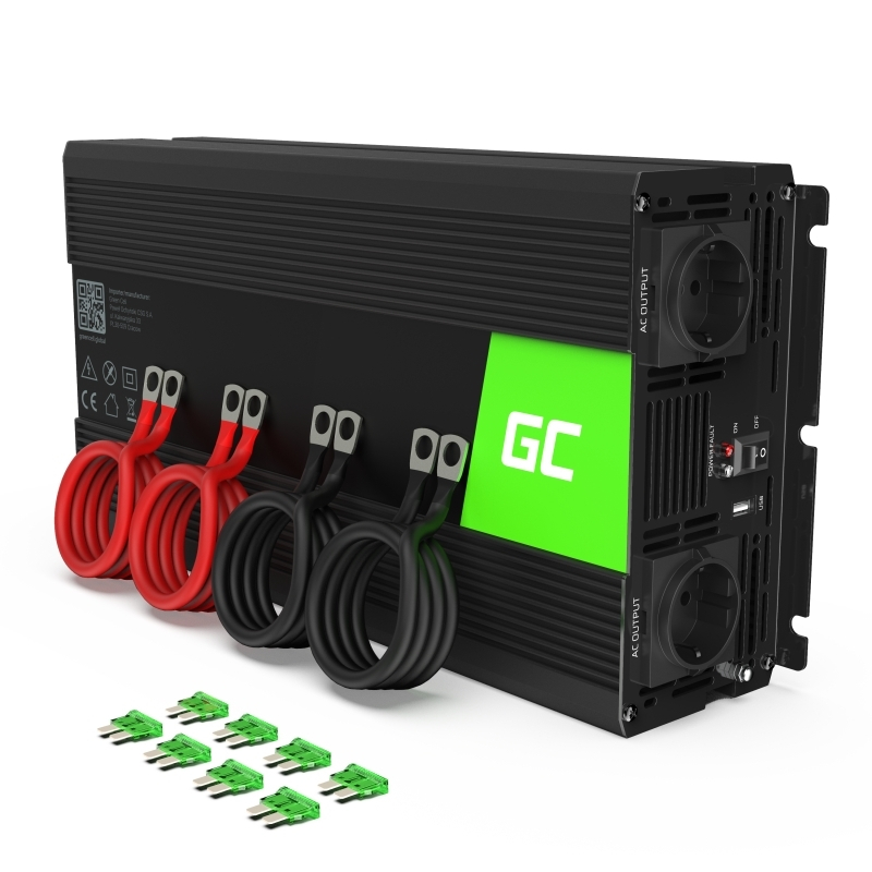 Green Cell Pure Sine Inverter Αυτοκινήτου Καθαρού Ημιτόνου 3000W για Μετατροπή 24V DC σε 230V AC με 1xUSB - Image 2