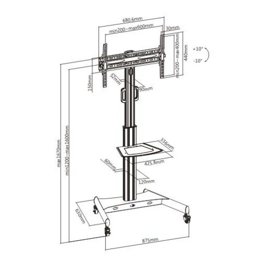 Techly ICA-TR35 Βάση Τηλεόρασης Δαπέδου έως 65" - Image 8