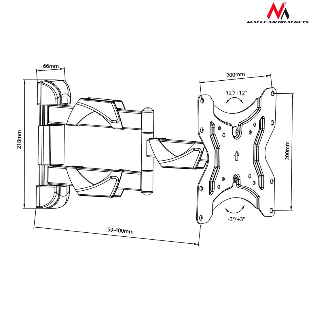 Maclean Energy MC-742 Επιτοίχια έως 42" και 25kg - Image 2