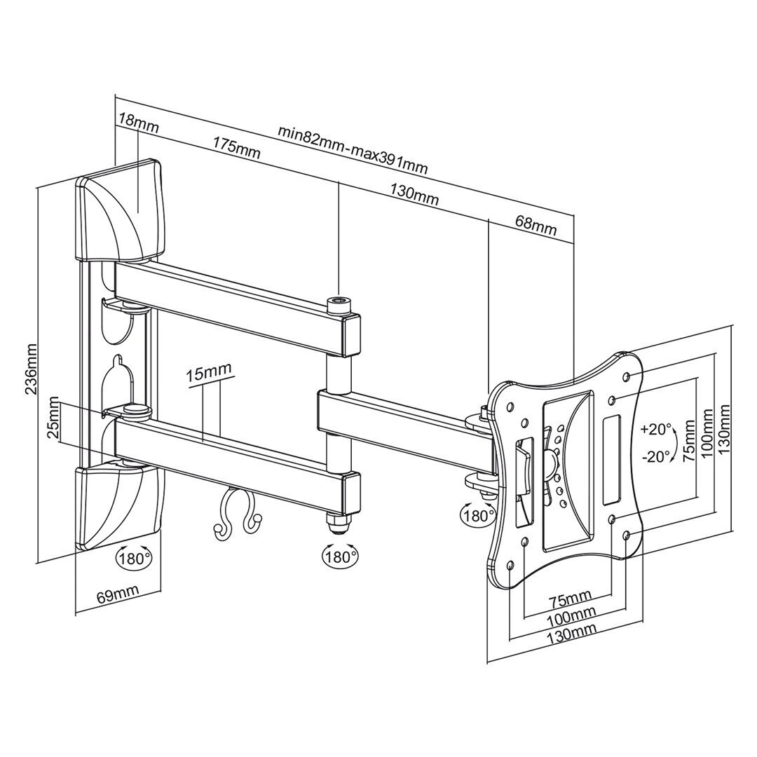 Maclean Energy MC-719 Επιτοίχια έως 27" και 15kg - Image 5