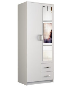 Δίφυλλη Romana 80 Biel L με Καθρέπτη 80x52x205cm Biel L