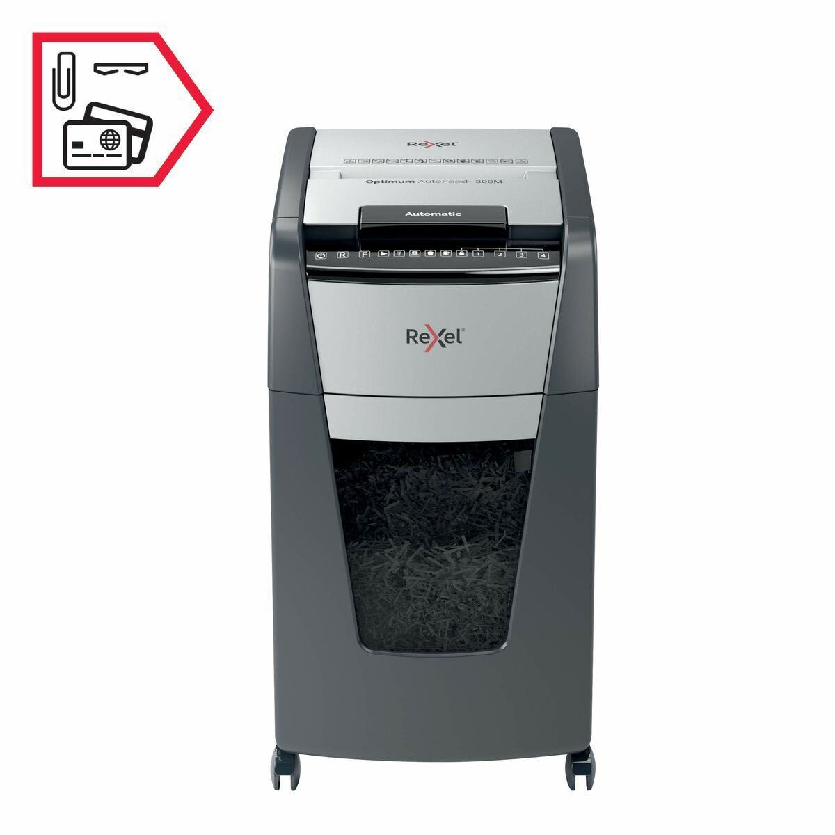 Rexel Καταστροφέας Εγγράφων Optimum Auto+ 300m Micro Cut 300 Φύλλων με Κάδο 60lt - Image 2