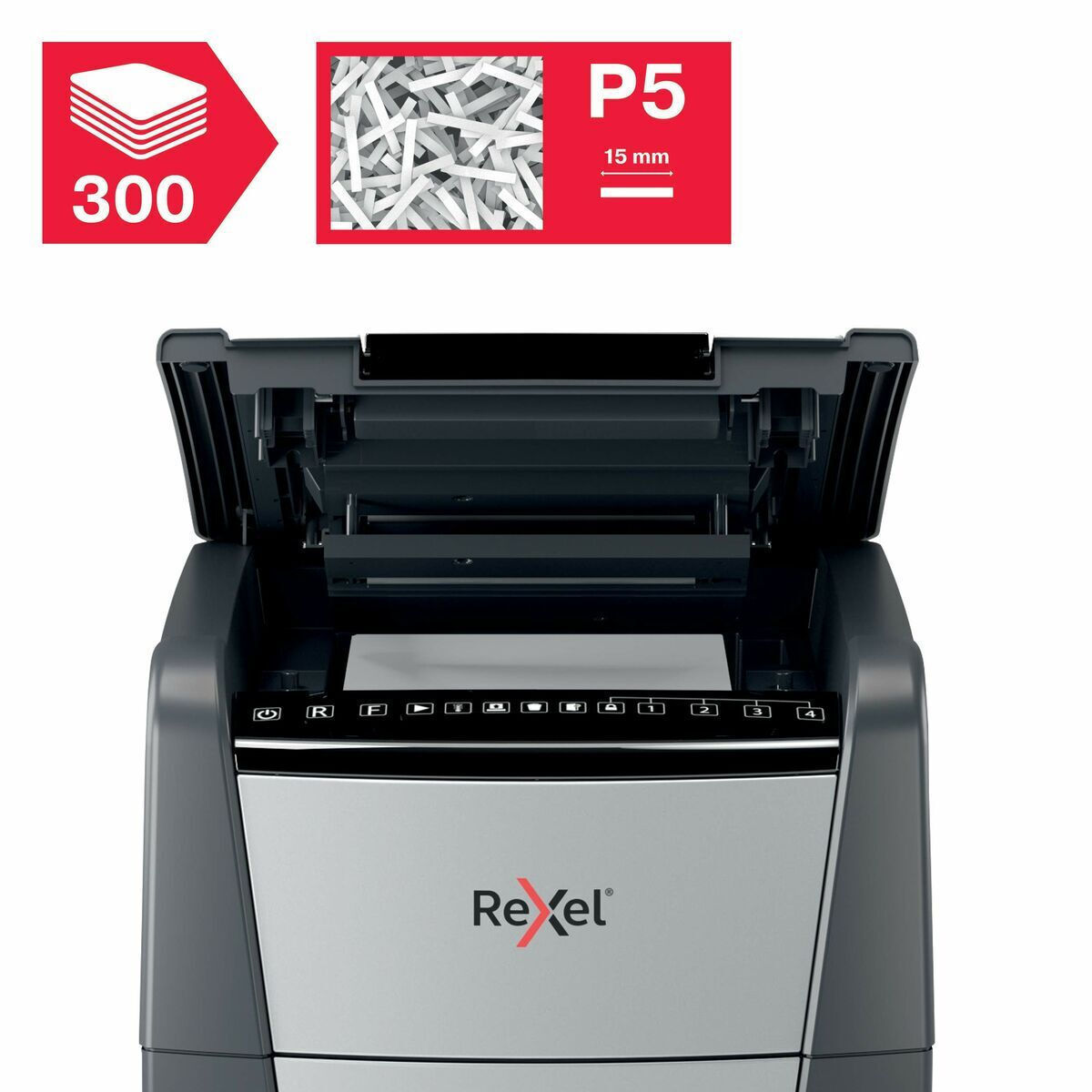 Rexel Καταστροφέας Εγγράφων Optimum Auto+ 300m Micro Cut 300 Φύλλων με Κάδο 60lt - Image 3