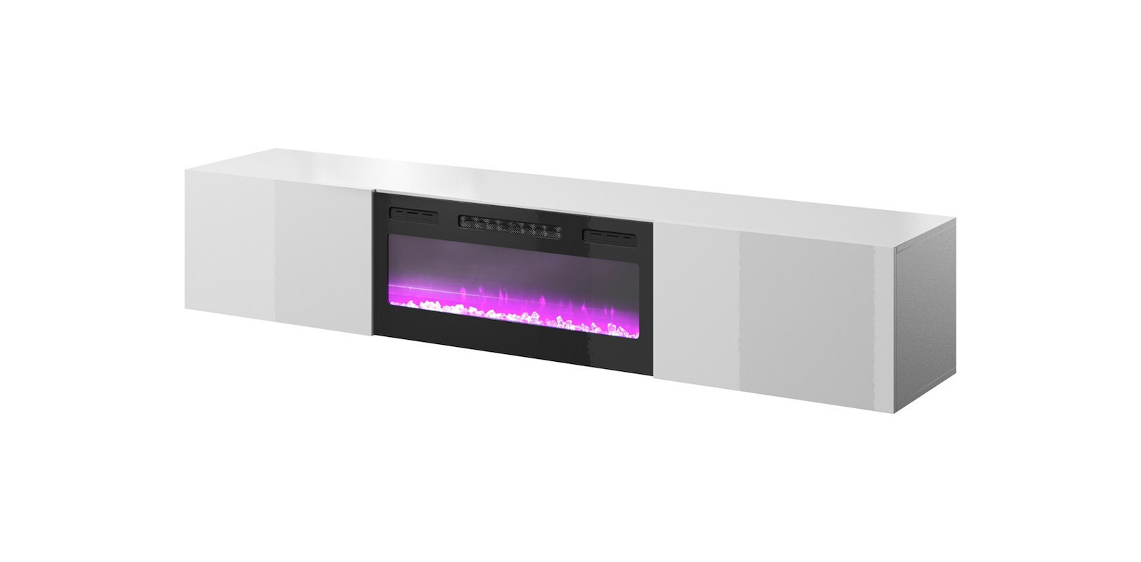 Ξύλινο Rtv με Φωτισμό LED Gloss White 200x40x37εκ. STVCMMZPM0234