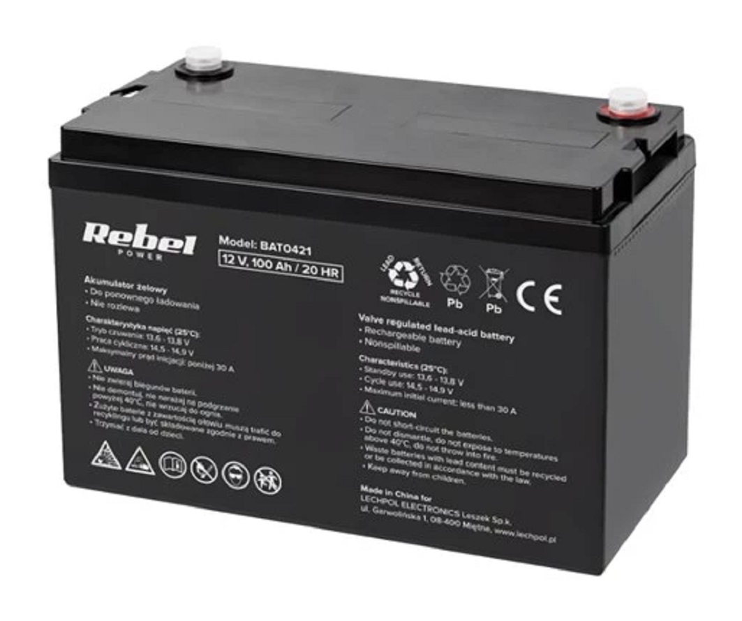 Rebel με Χωρητικότητα 100Ah και Τάση 12V BAT0421 1τμχ
