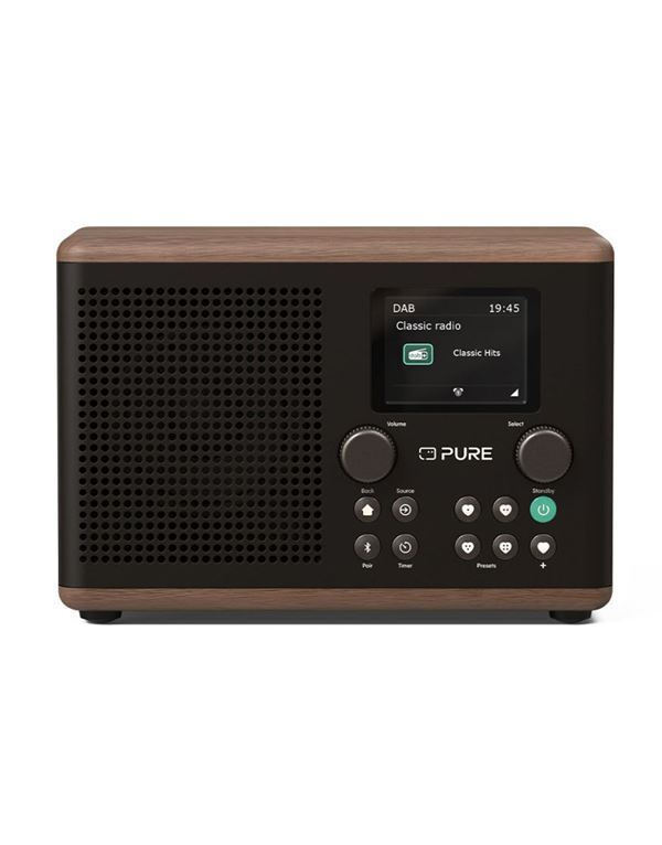 Pure Classic H4 Επιτραπέζιο Ραδιόφωνο DAB+ με Bluetooth Mαύρο / Kαρυδιά
