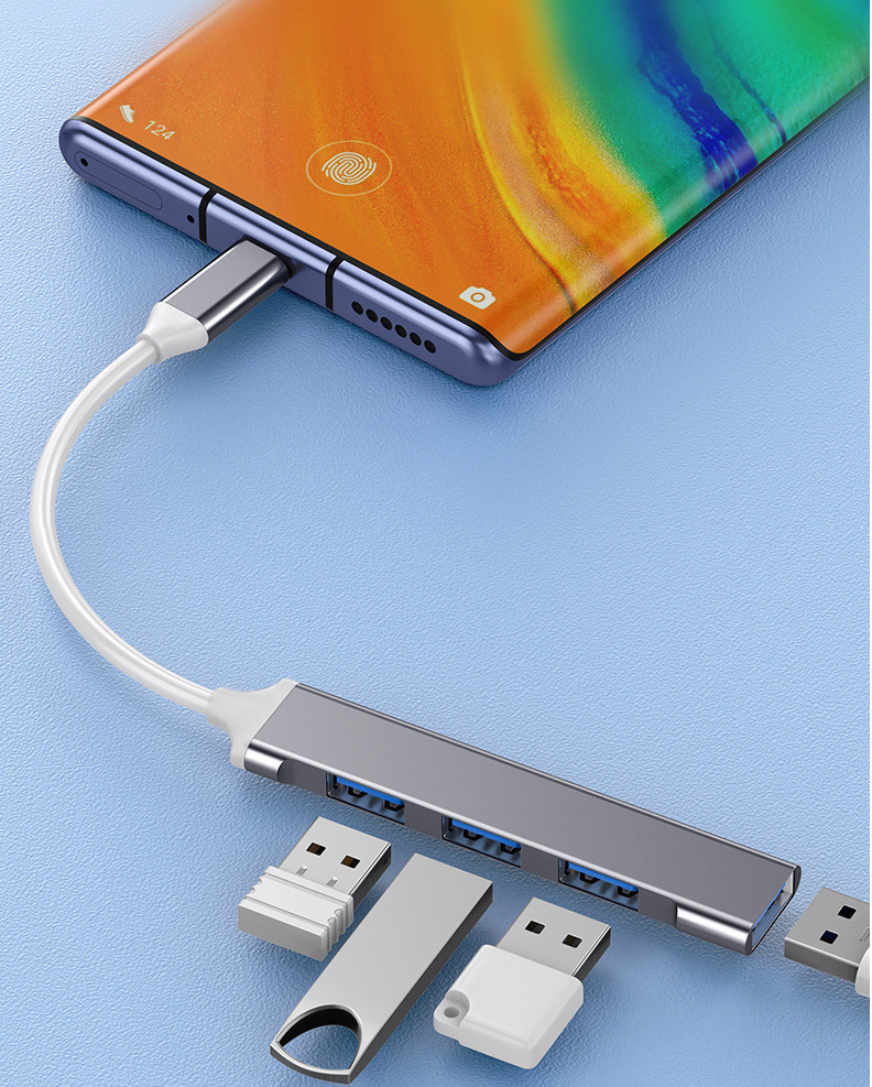 Vakoss USB 2.0 Hub 4 Θυρών με σύνδεση USB-C Ασημί - Image 2