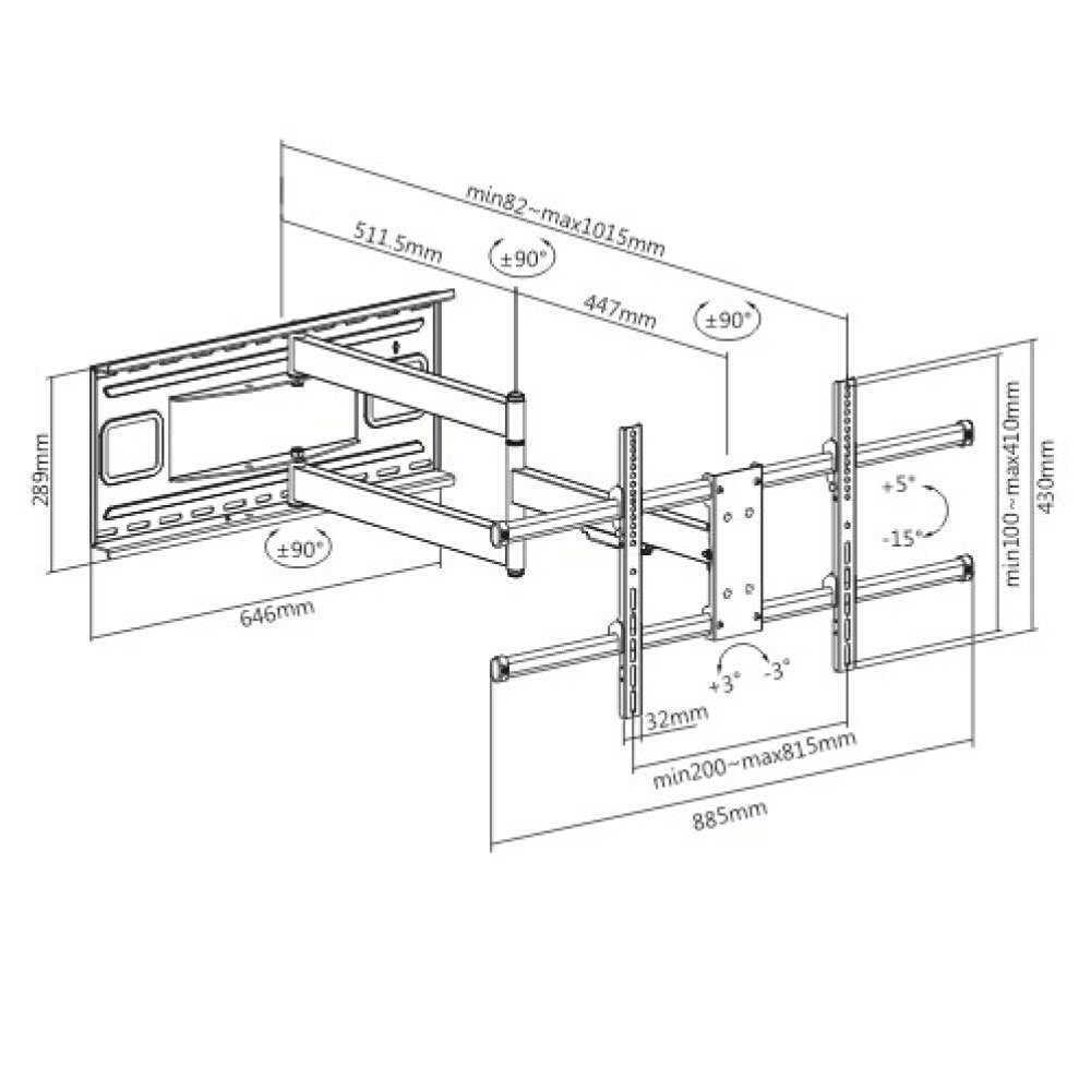 Techly ICA-PLB 490 Βάση Τηλεόρασης Τοίχου με Βραχίονα έως 80" και 50kg - Image 5