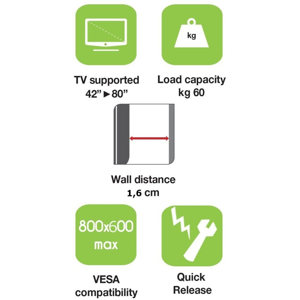 Techly ICA-PLB 860 Επιτοίχια έως 80" και 60kg - Image 7
