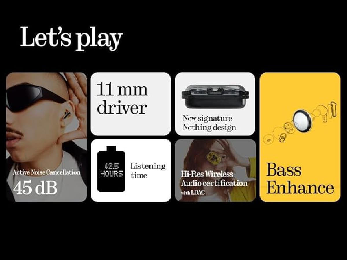 Nothing Ear (a) In-ear Bluetooth Handsfree Ακουστικά με Αντοχή στον Ιδρώτα και Θήκη Φόρτισης Κίτρινα - Image 3