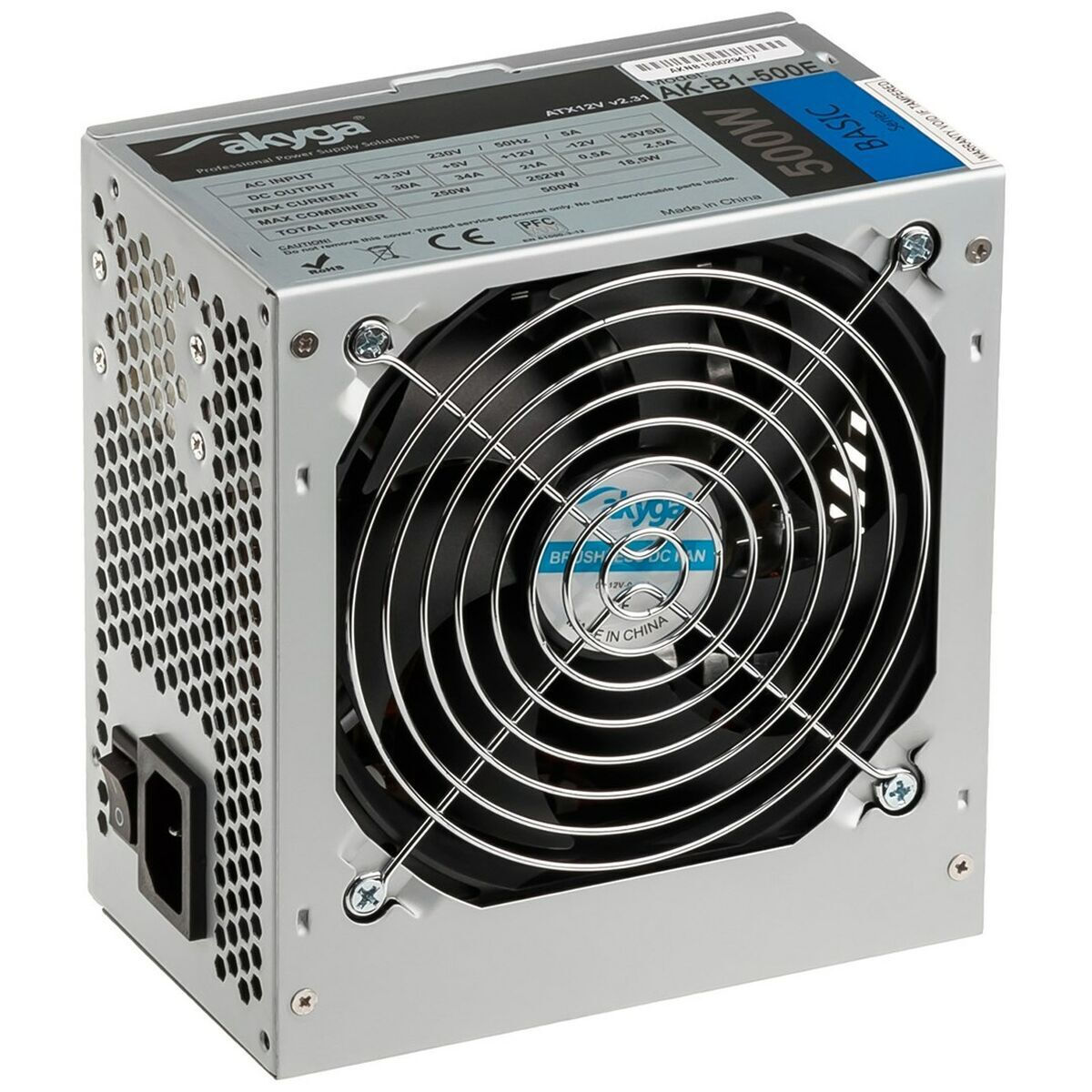 Akyga AK-B1-500E 500W Γκρι Τροφοδοτικό Υπολογιστή Full Wired