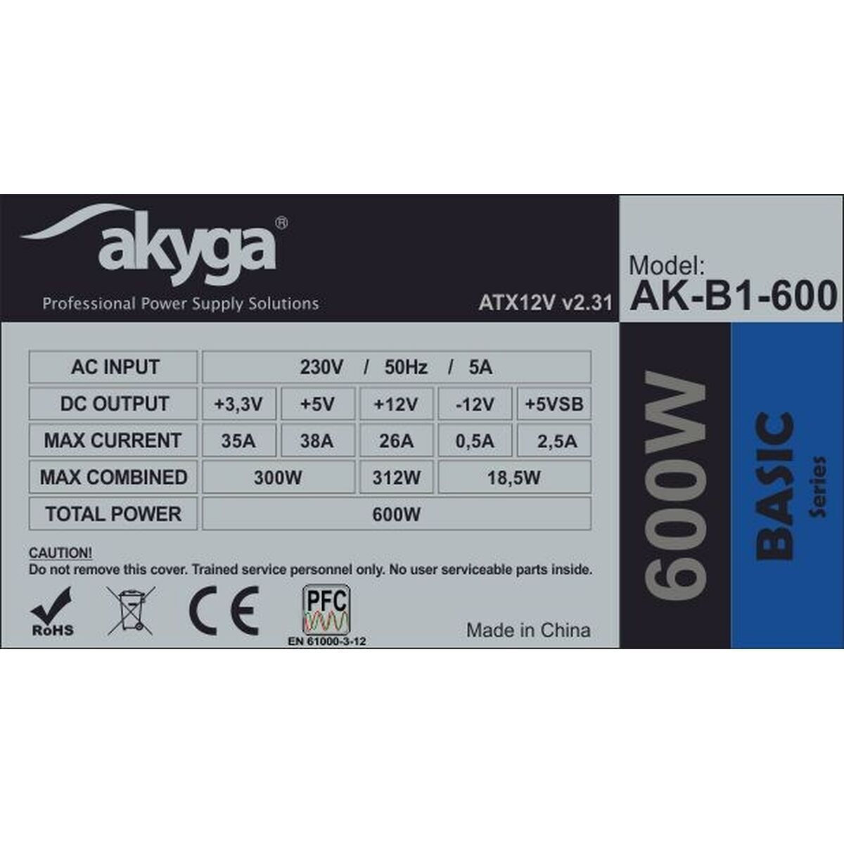 Akyga AK-B1-600 600W Μαύρο Τροφοδοτικό Υπολογιστή Full Wired - Image 5