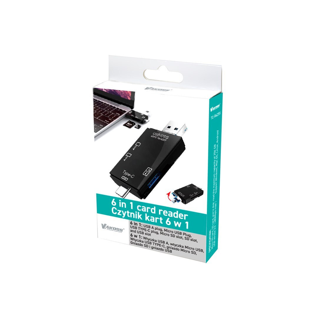 Vakoss Card Reader USB 2.0/micro USB/Type-C για SD/microSD - Image 4