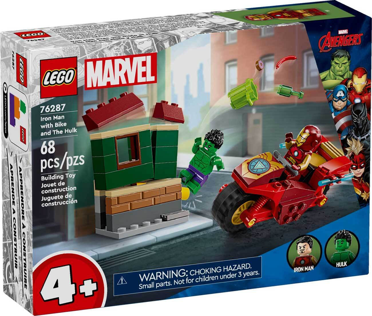 Lego Marvel Iron Man with Bike and the Hulk για 4+ Ετών 68τμχ