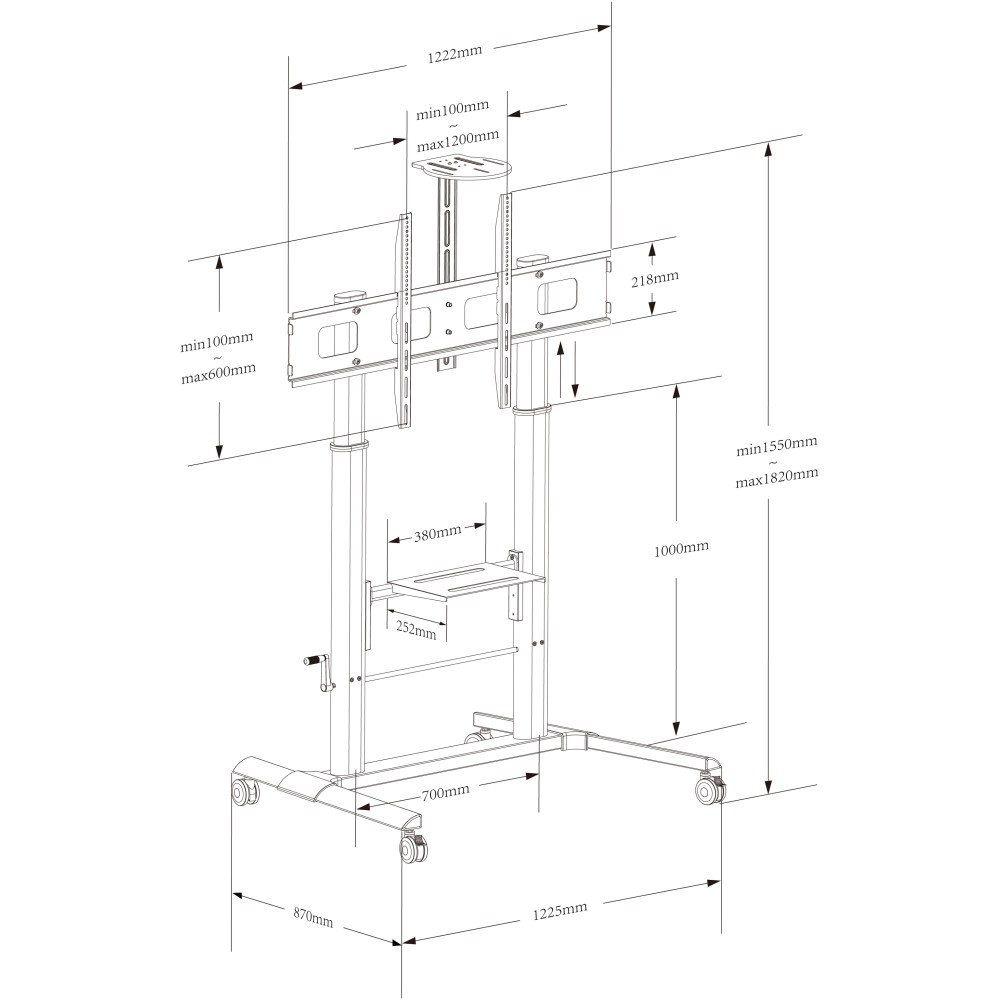 Techly ICA-TR230 Βάση Τηλεόρασης Δαπέδου έως 110" και 120kg - Image 4