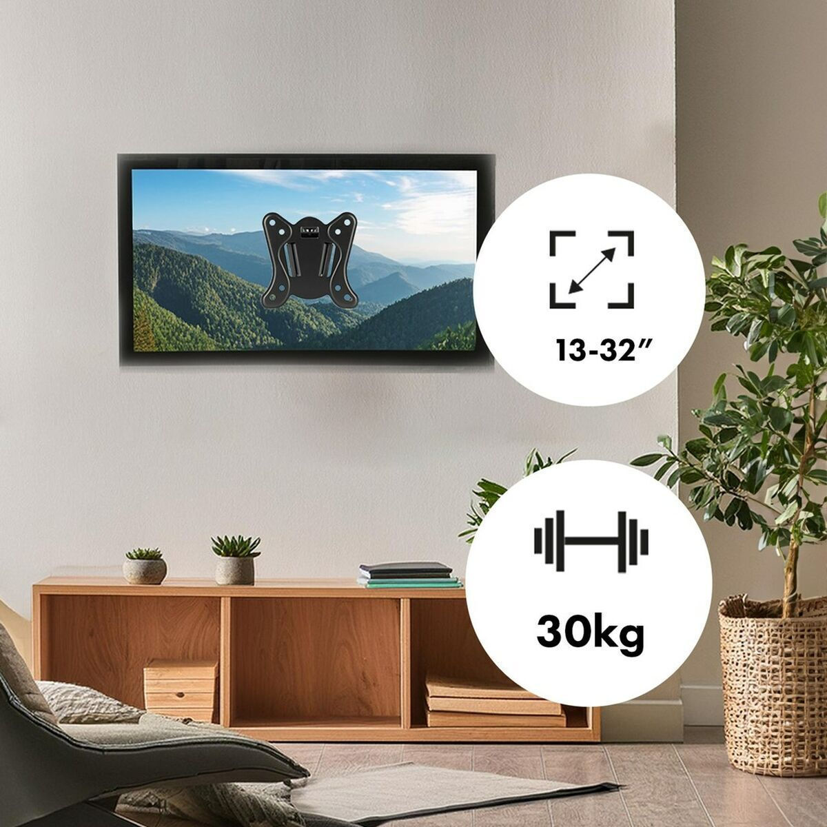 Maclean Energy MC-416 Βάση Τηλεόρασης Τοίχου έως 32" Μαύρο - Image 4