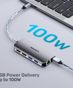 Alternative view of Unitek USB-C Docking Station με HDMI 4K PD Ethernet και σύνδεση 2 Οθονών Ασημί (D1122A01)