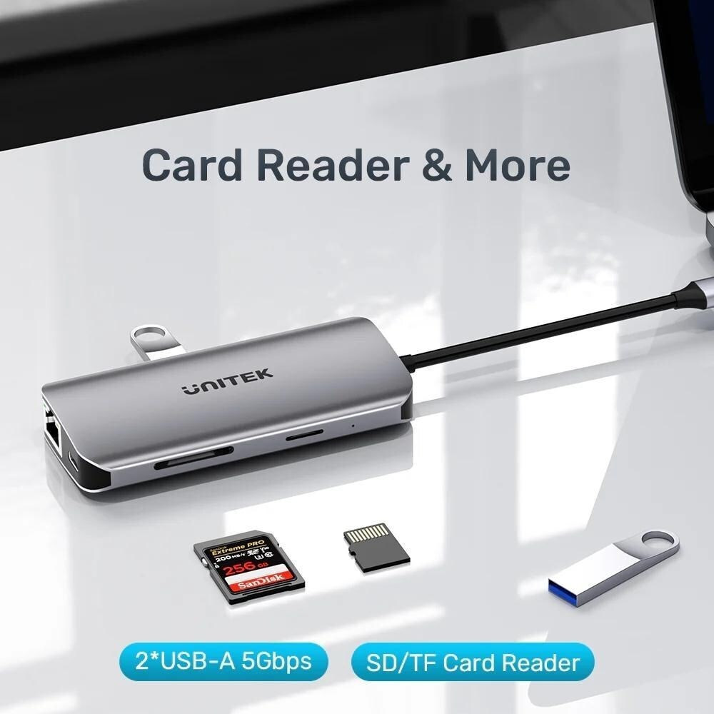 Unitek USB-C Docking Station με HDMI 4K PD Ethernet και σύνδεση 2 Οθονών Ασημί (D1122A01) - Image 4