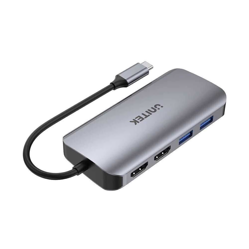 Unitek USB-C Docking Station με HDMI 4K PD Ethernet και σύνδεση 2 Οθονών Ασημί (D1122A01) - Image 5