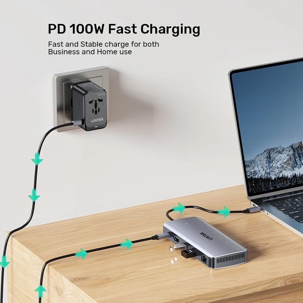 Unitek USB-C Docking Station με HDMI 4K PD Ethernet Γκρι (D1120A01) - Image 2