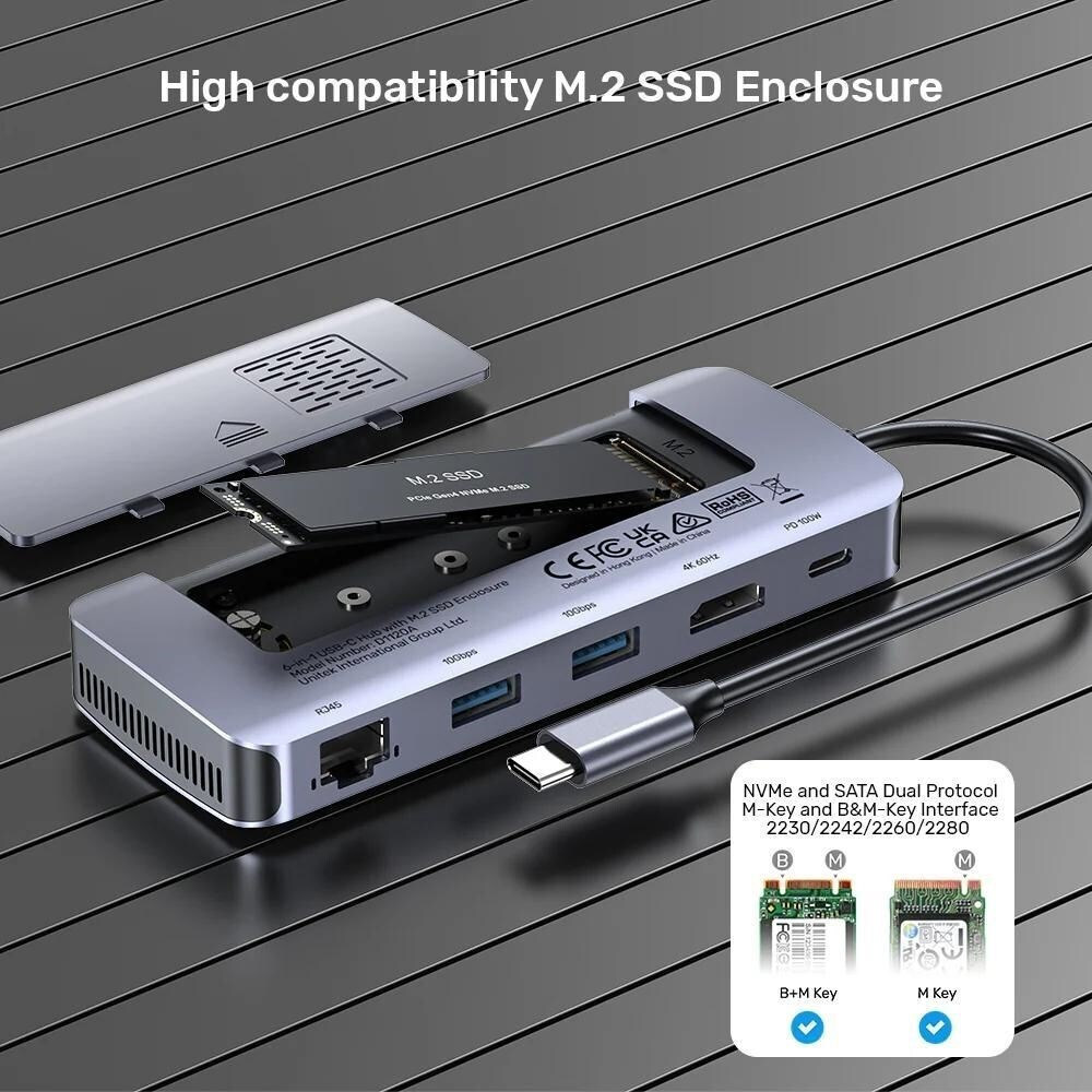 Unitek USB-C Docking Station με HDMI 4K PD Ethernet Γκρι (D1120A01) - Image 7