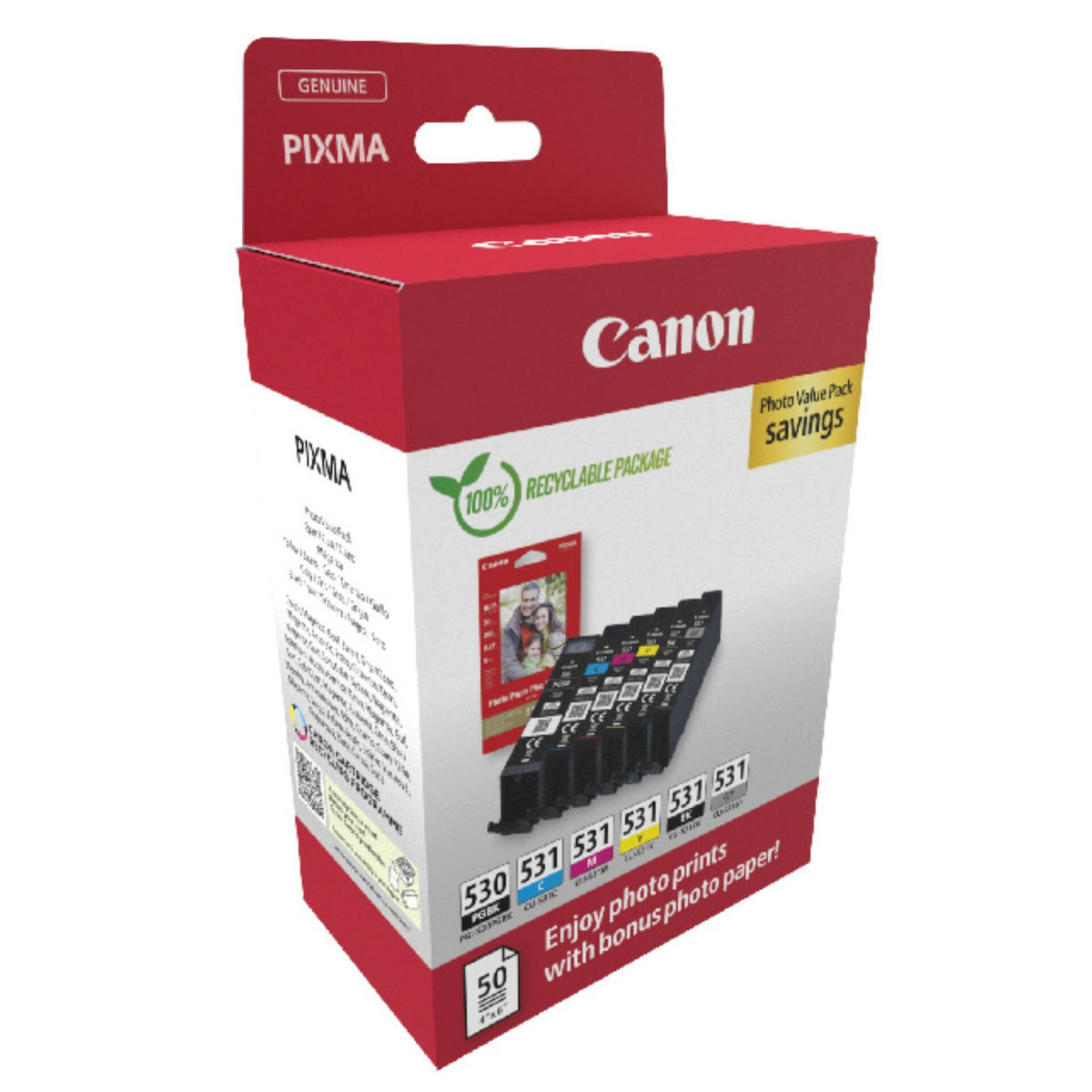 Canon PGI-530 / CLI-531 Γνήσιο Photo Value Pack με 6 Μελάνια Εκτυπωτή InkJet Μαύρο / Πολλαπλό (Color) (6117C004) - Image 2