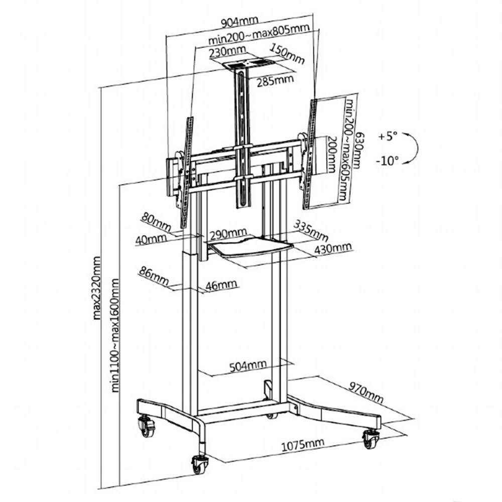Gembird TVS-100T-01 Βάση Τηλεόρασης Δαπέδου έως 100" - Image 4