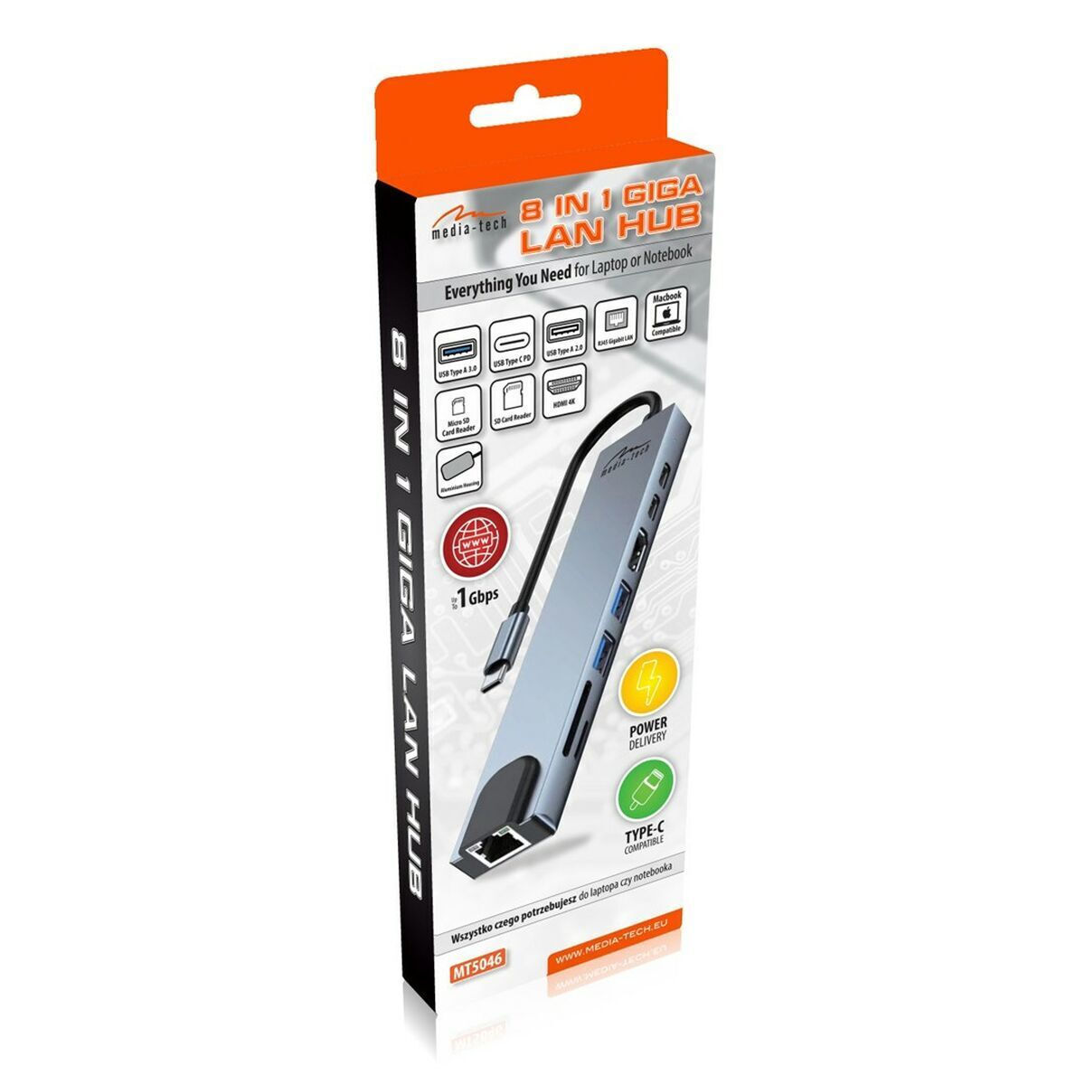 Media-Tech USB-C Docking Station με HDMI 4K PD Ethernet - Image 6