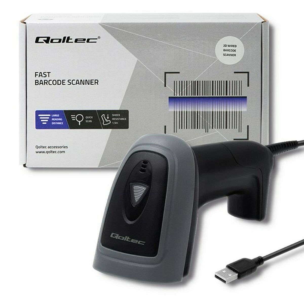 Qoltec Scanner Χειρός Ενσύρματο με Δυνατότητα Ανάγνωσης 2D και QR Barcodes - Image 3