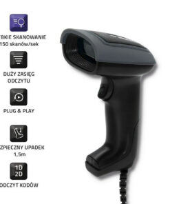 Qoltec Scanner Χειρός Ενσύρματο με Δυνατότητα Ανάγνωσης 2D και QR Barcodes