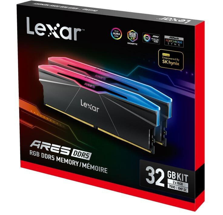 Lexar Ares DDR5 32GB RAM με 2x16GB Modules και Ταχύτητα 7600 για Desktop LD5U16G76C36BR-RGD - Image 2