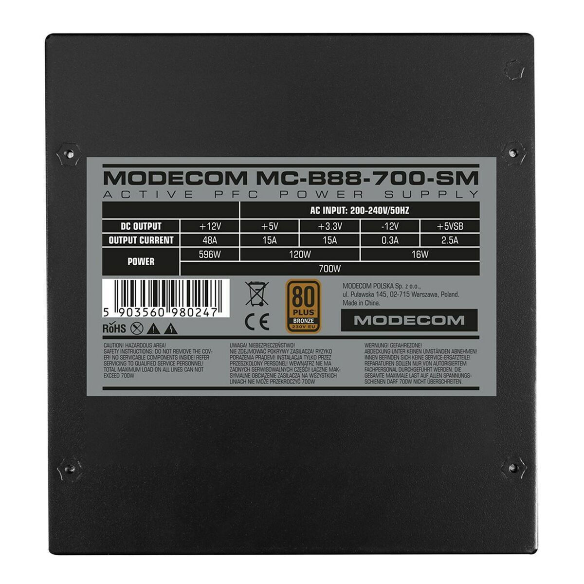 Modecom 700W Semi Modular 80 Plus Bronze () - Image 2