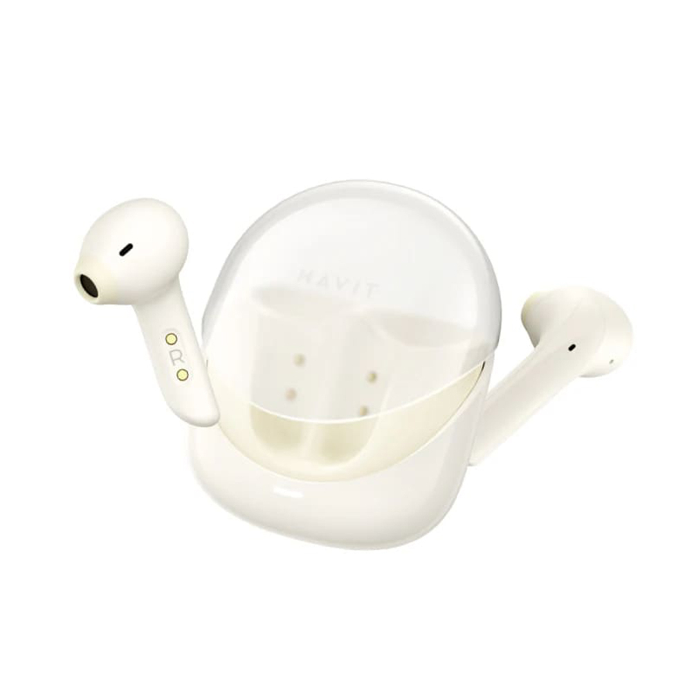 Havit TW974 Earbud Bluetooth Handsfree Ακουστικά με Αντοχή στον Ιδρώτα και Θήκη Φόρτισης Μπεζ