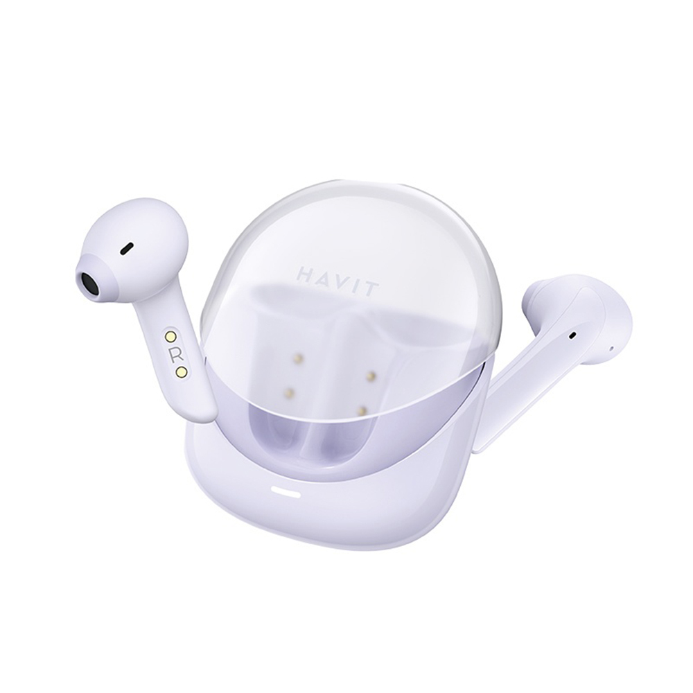 Havit TW974 Earbud Bluetooth Handsfree Ακουστικά με Αντοχή στον Ιδρώτα και Θήκη Φόρτισης Μωβ
