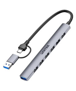 Unitek USB 2.0 Hub 7 Θυρών με σύνδεση USB-A / USB-C Γκρι