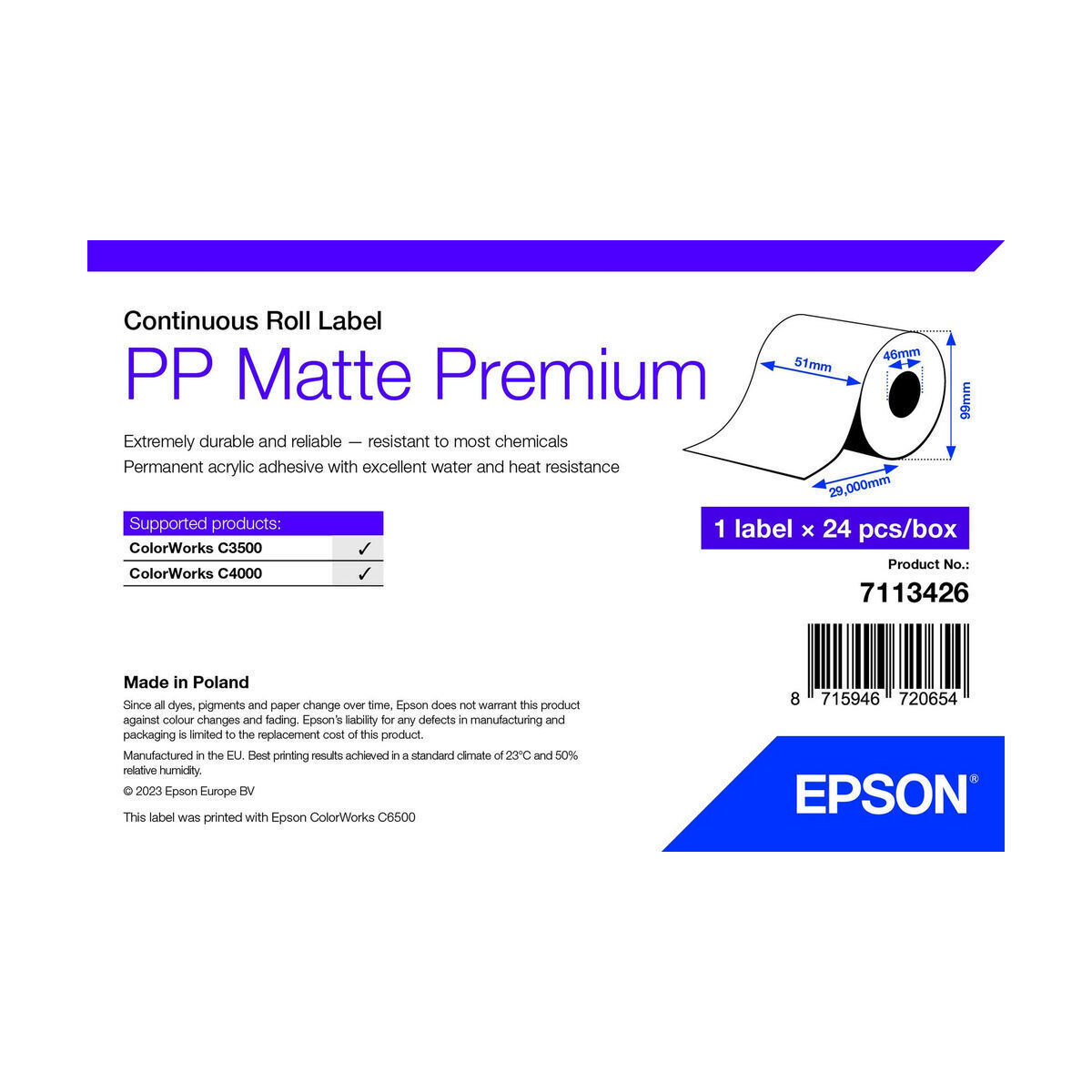 Epson Ταινία Ετικετογράφου σε Λευκό Χρώμα