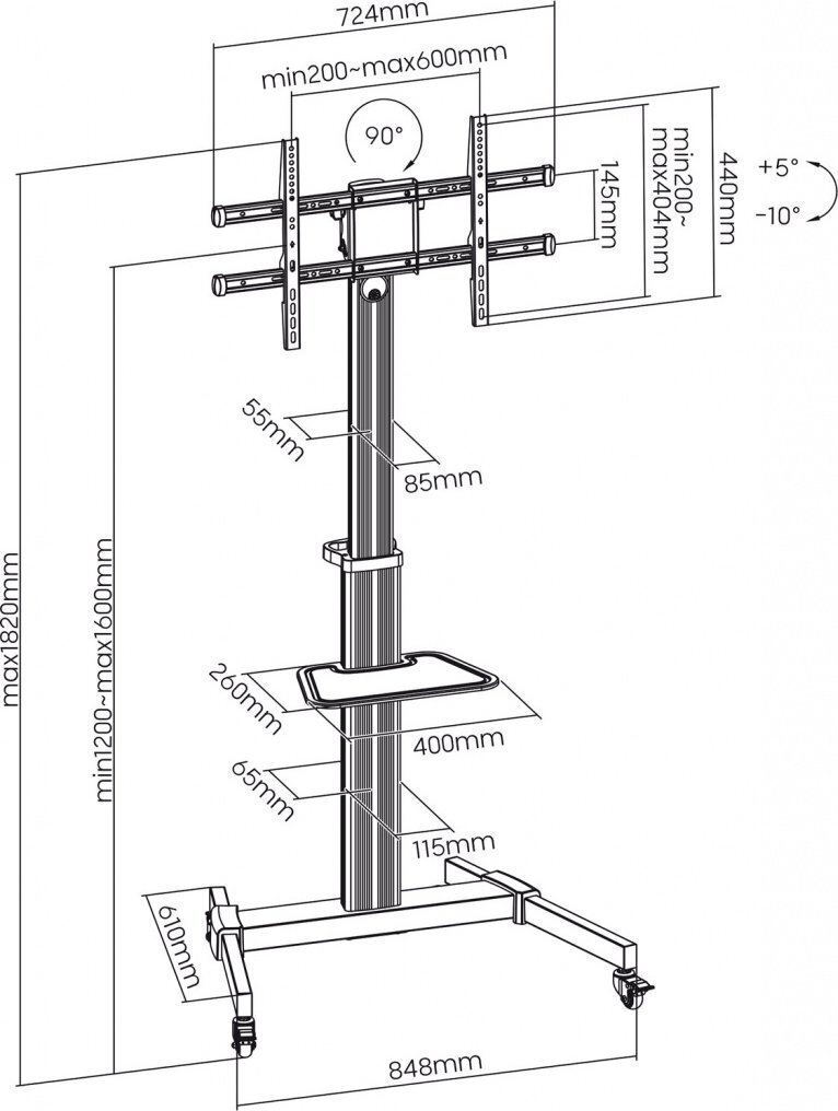 Art S-11 Βάση Τηλεόρασης Δαπέδου έως 86" και 50kg - Image 10
