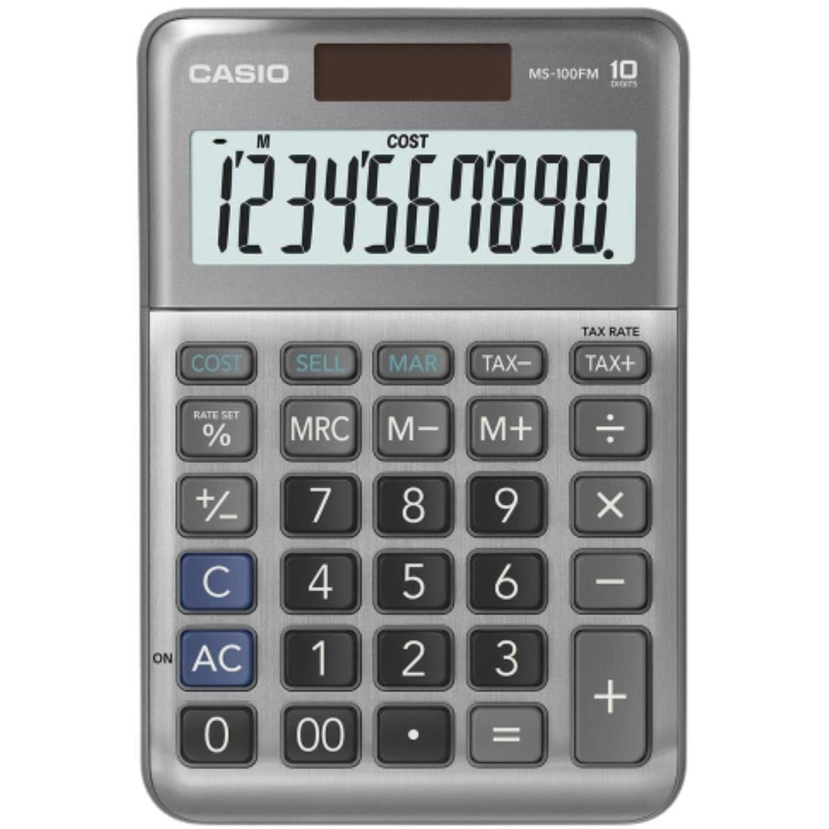 Casio Αριθμομηχανή σε Ασημί Χρώμα MS-100FM - Image 2