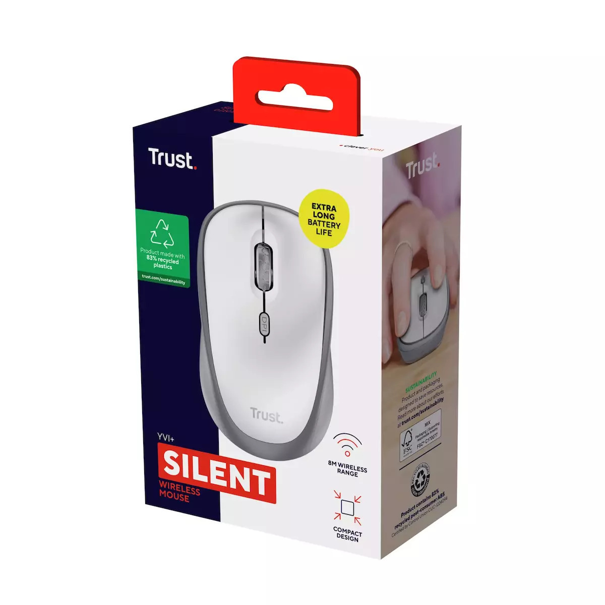 Trust Yvi+ Silent Ασύρματο Ποντίκι Ασημί - Image 2
