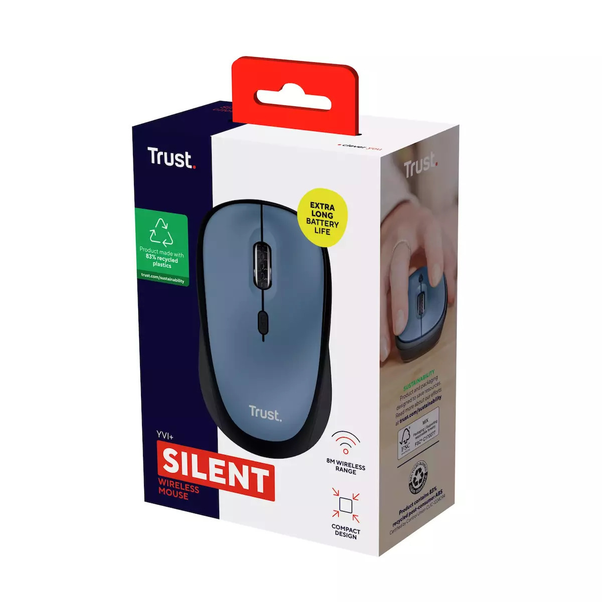 Trust Yvi+ Silent Ασύρματο Ποντίκι Μπλε - Image 2