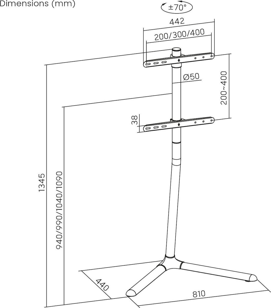 Επιδαπέδια Βάση Τηλεόρασης Maclean 32-70" Μέγ Vesa 400x400 Μέγ 40kg Mc-494 - Image 9