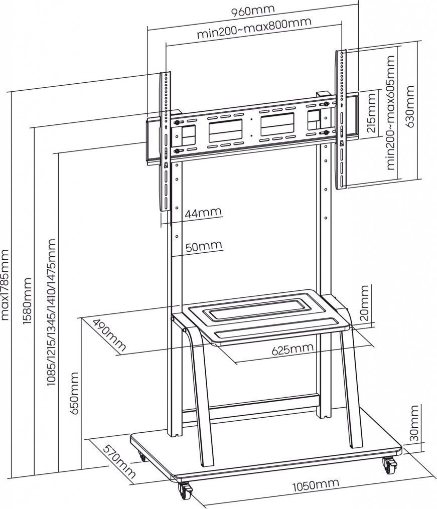 Art Κινητη Βαση+στηριγμα Tv 37-100" 150kg S-13 Art Vesa 800x600 Heavy Duty One Size - Image 6