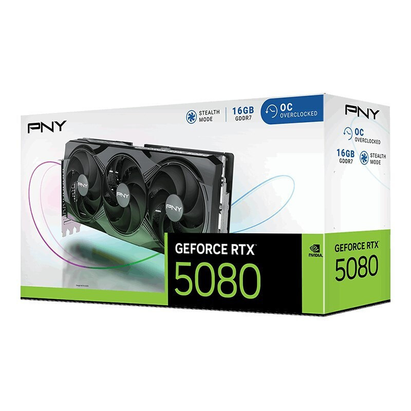 PNY GeForce RTX 5080 16GB GDDR7 Overclocked Triple Fan Κάρτα Γραφικών VCG508016TFXPB1-O - Image 5