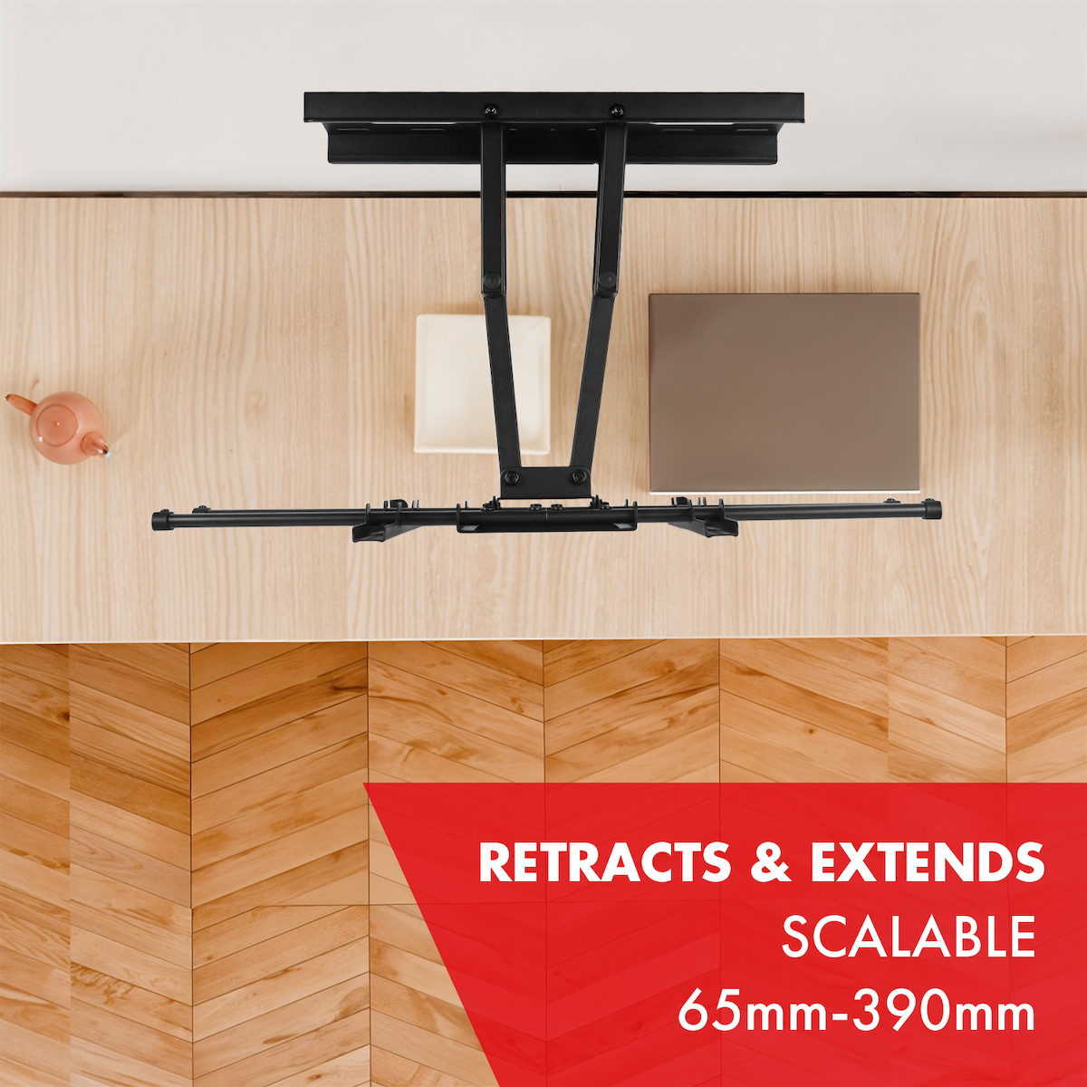 Βάση Τηλεόρασης Maclean Μέγιστο Vesa 600x400 32-85" 60kg Ρύθμιση Γωνίας Κάθετα Οριζόντια Προφίλ 65-390mm Μαύρο Mc-789 - Image 4