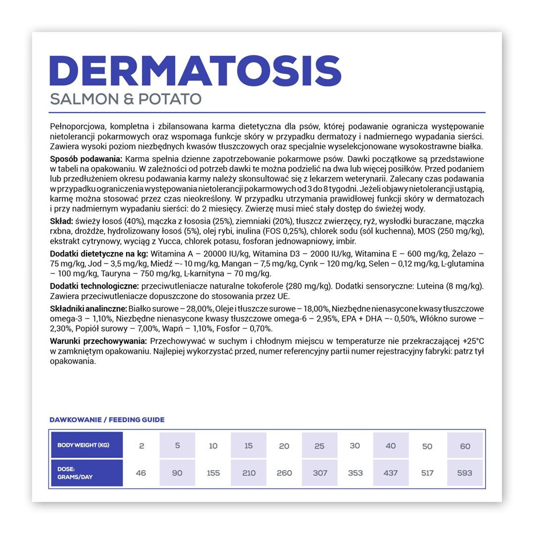 VetExpert Dermatosis 12kg Ξηρά Τροφή χωρίς Σιτηρά & Γλουτένη για Ενήλικους Σκύλους με Πατάτες και Σολομό - Image 3