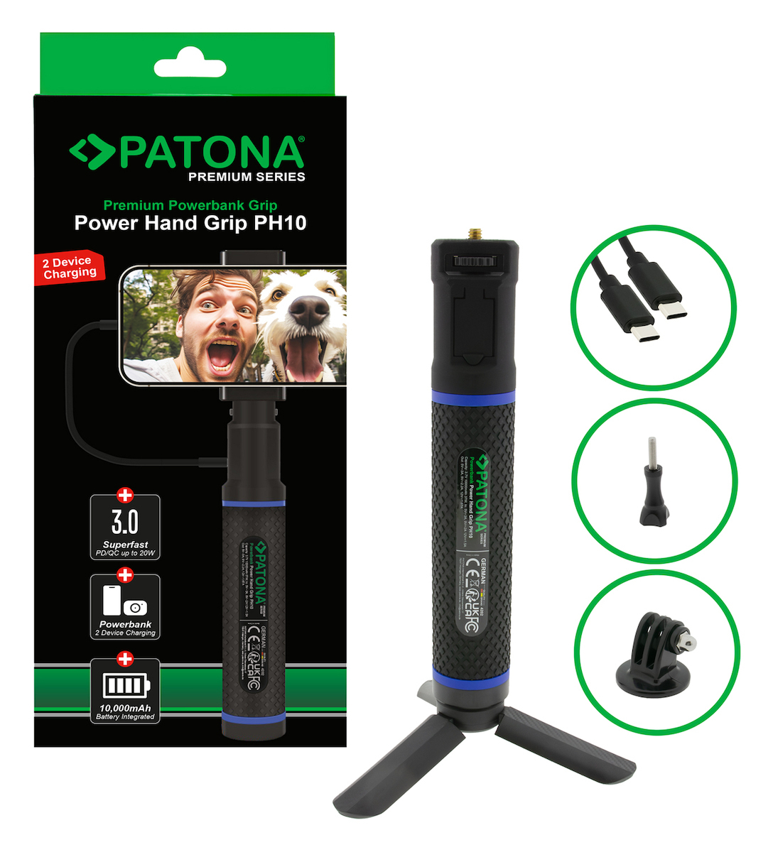 Grip Power Hand Ph10 Power Bank Patona Premium