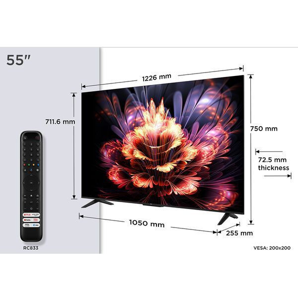 TCL Smart Τηλεόραση 55" 4K UHD LED V6C HDR (2025) 55V6C - Image 2