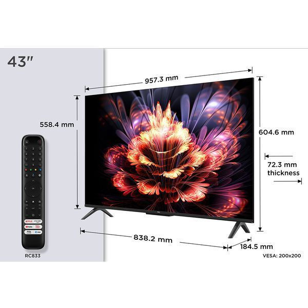TCL Smart Τηλεόραση 43" 4K UHD LED V6C HDR (2025) 43V6C - Image 2