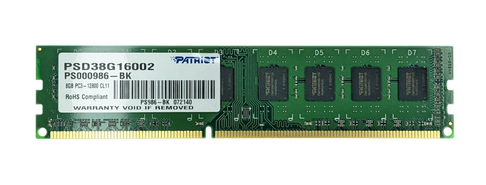 Patriot DDR3 με Module 1x8GB και Ταχύτητα 1600 για Desktop PSD38G16002 - Image 6